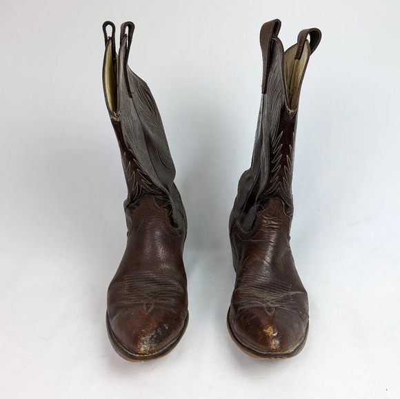 Laredo Vintage Mens 10 D Leather Western Cowboy Boots  Pointed Toe Embroidered - Picture 2 of 16